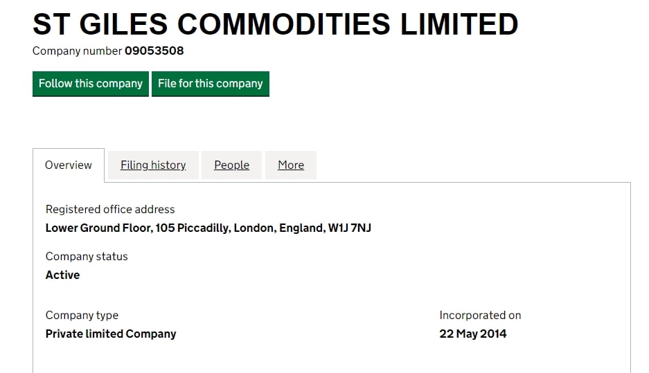 ST GILES COMMODITIES LIMITED отзывы